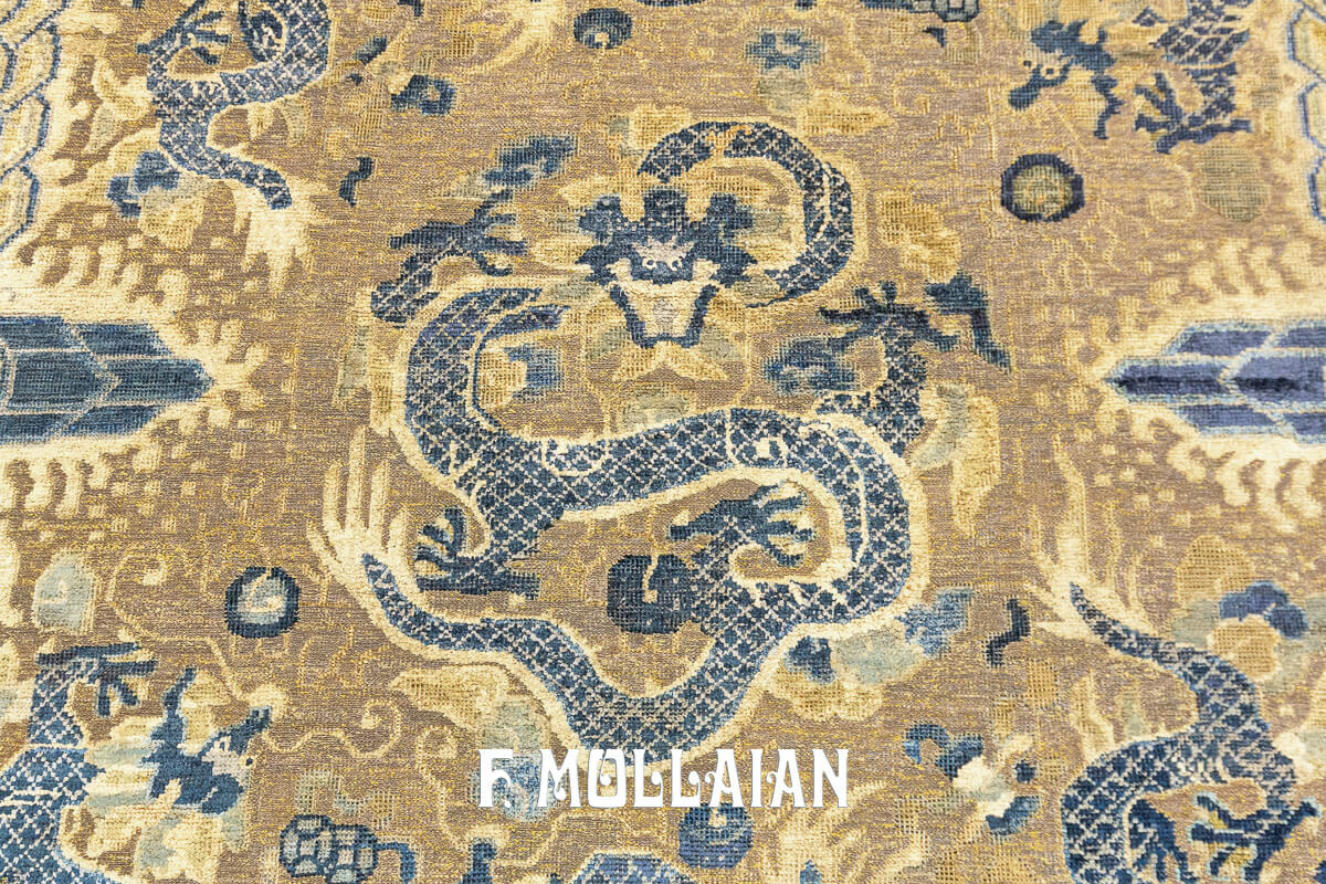 Antique Chinese Rug Imperial Silk and Metal n°:485150