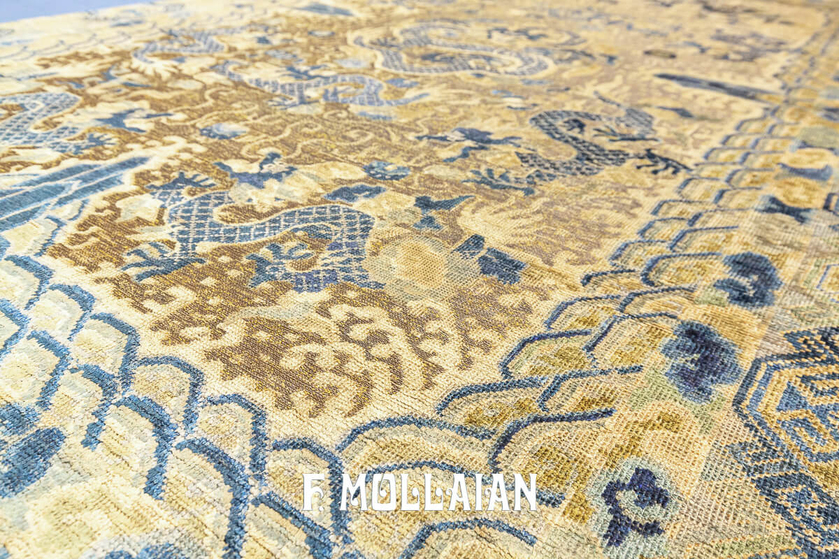 Antique Chinese Rug Imperial Silk and Metal n°:485150