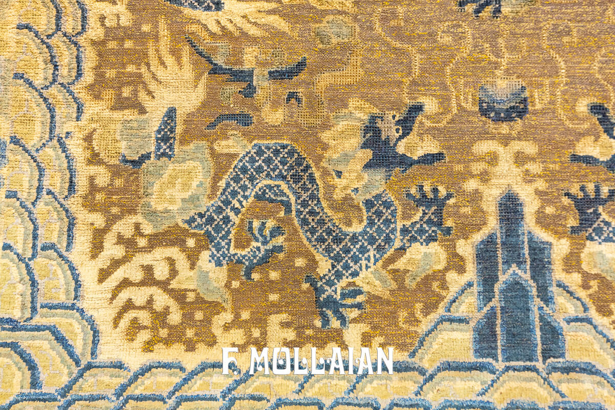 Antique Chinese Rug Imperial Silk and Metal n°:485150