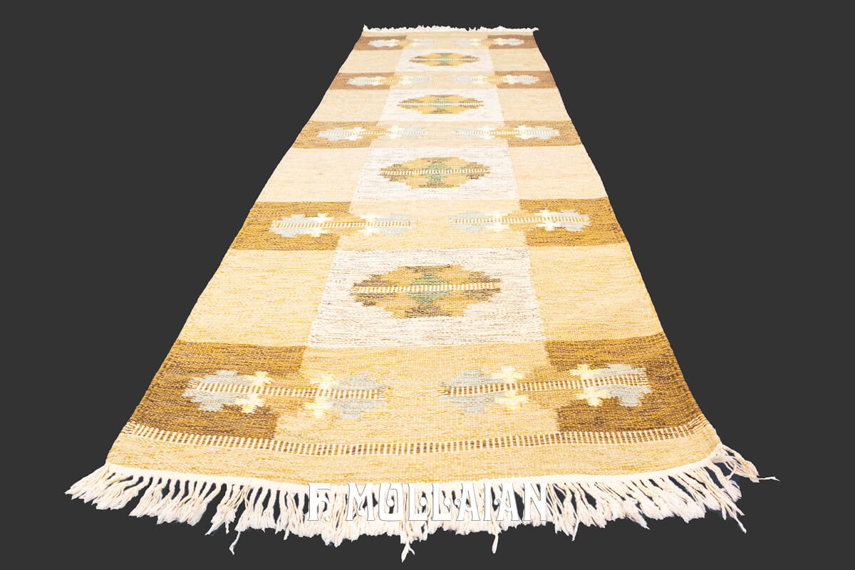 Swedish Kilim Rug Runner n°:565473