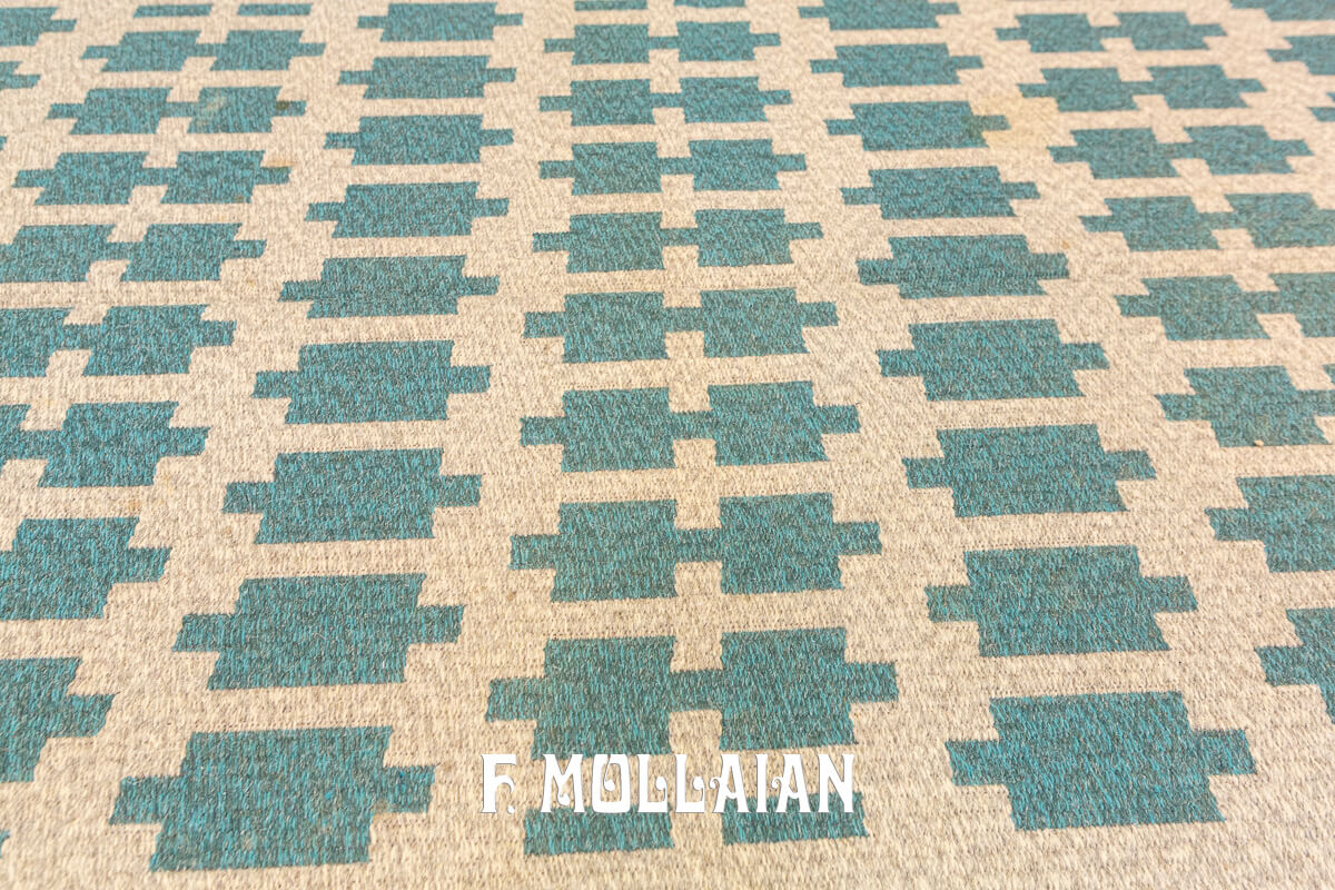 Swedish Kilim Rug Geometric Design n°:627344