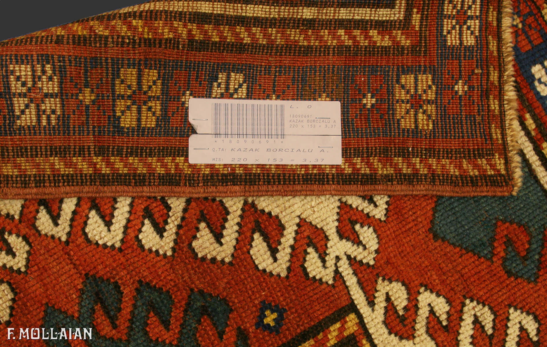 Antique Caucasian Kazak Borchalu Rug (220x153 cm)