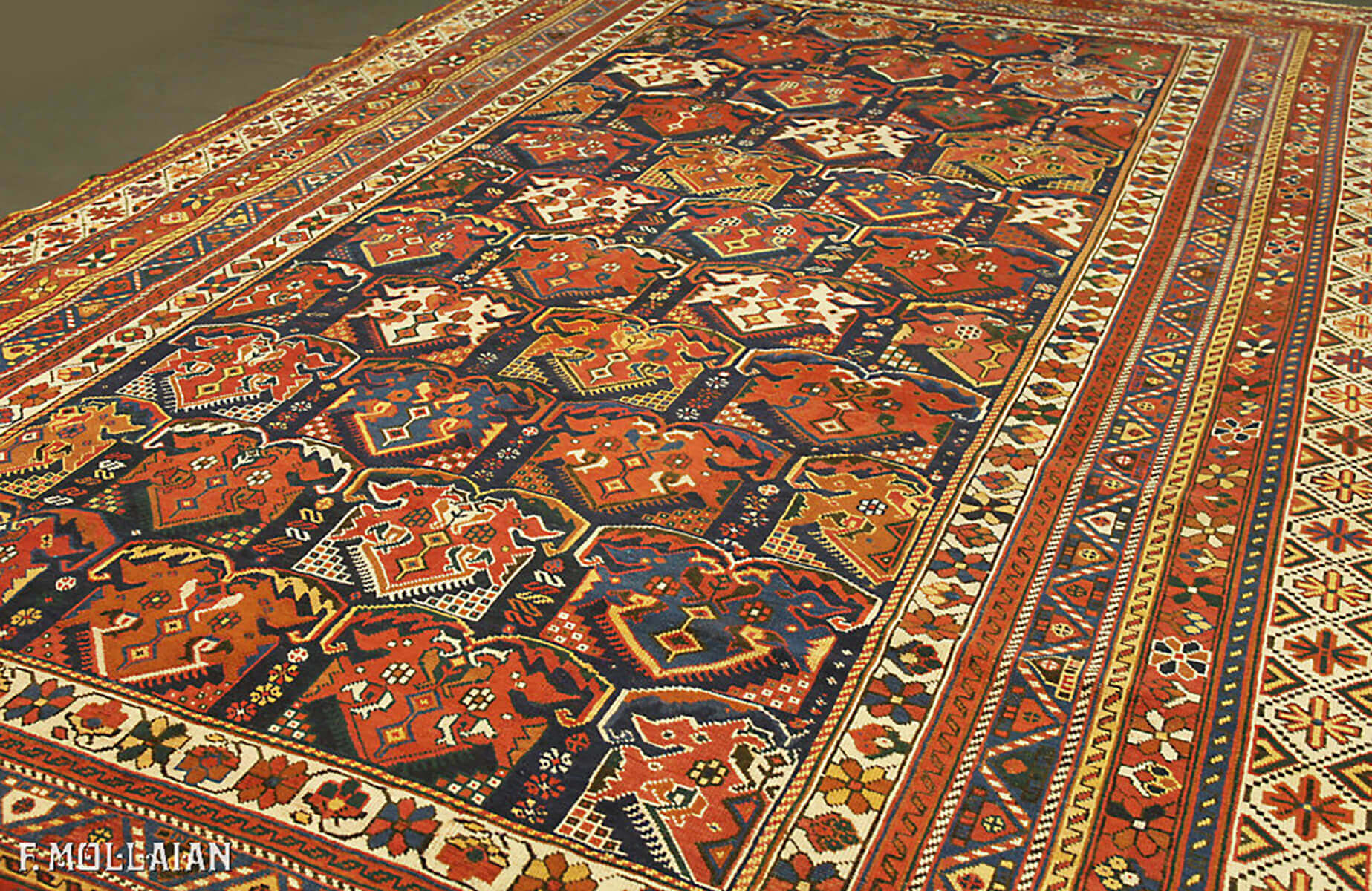 Antique Kalleh Persian Afshari Carpet (420x244 cm)