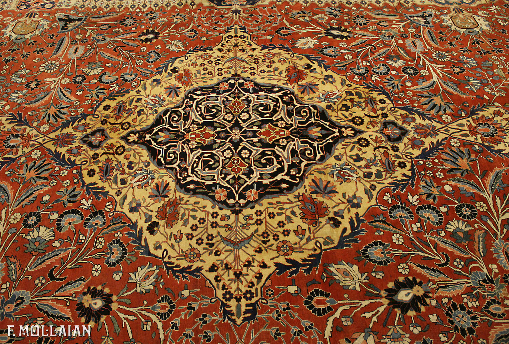 Tappeto Molto Grande Persiano Antico Kashan Mohtasham n°:36868895