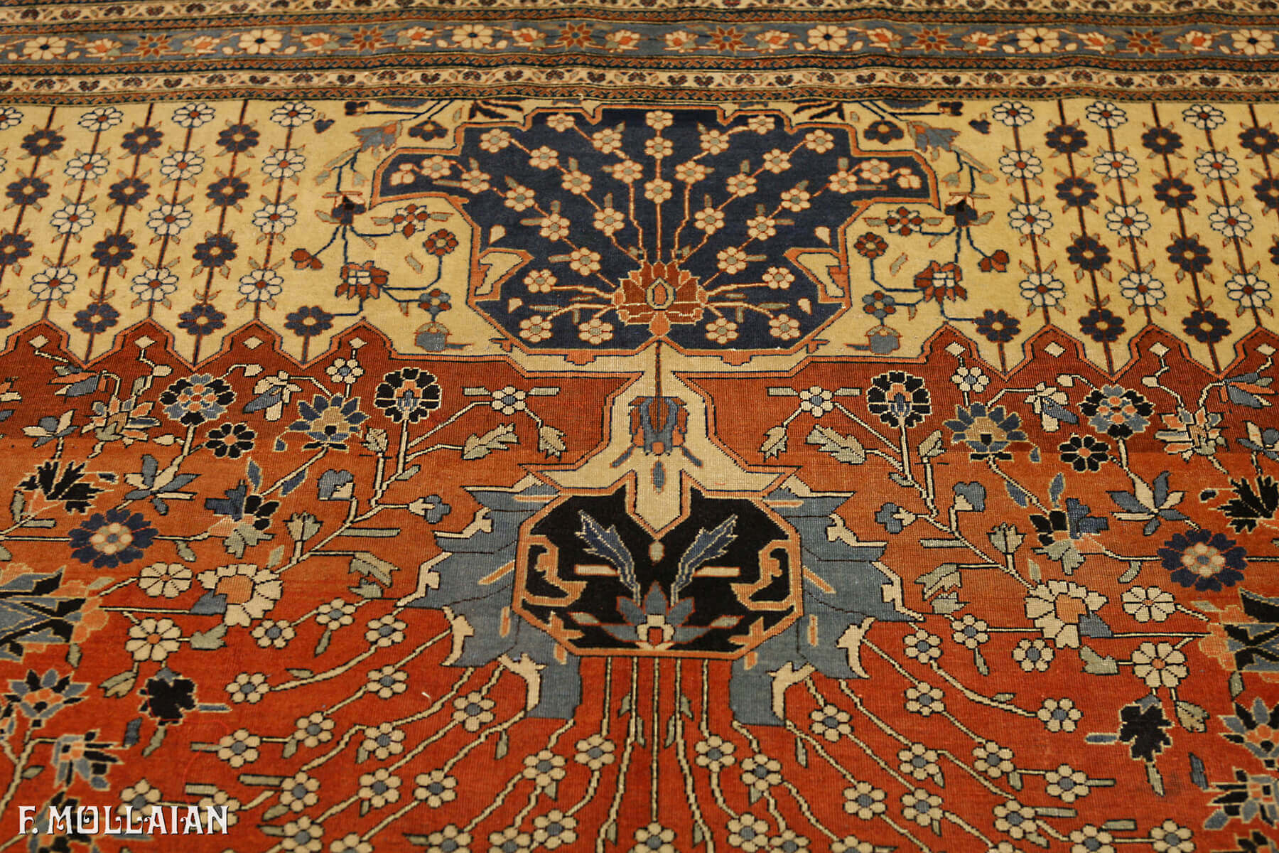 Tappeto Molto Grande Persiano Antico Kashan Mohtasham n°:36868895