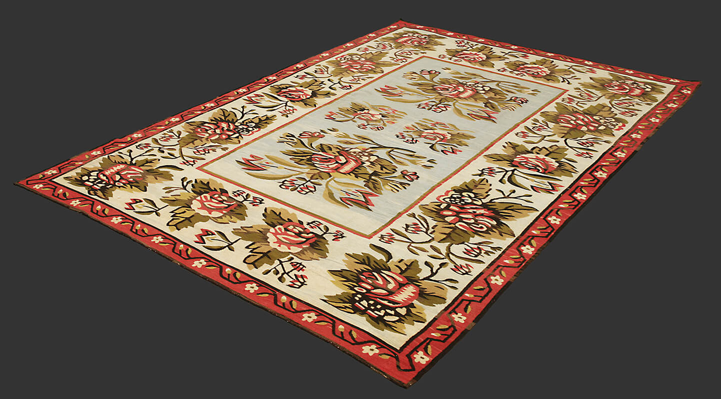 Antique Handmade Loom Woven Bessarabian Ukrainian Kilim n°:39983701
