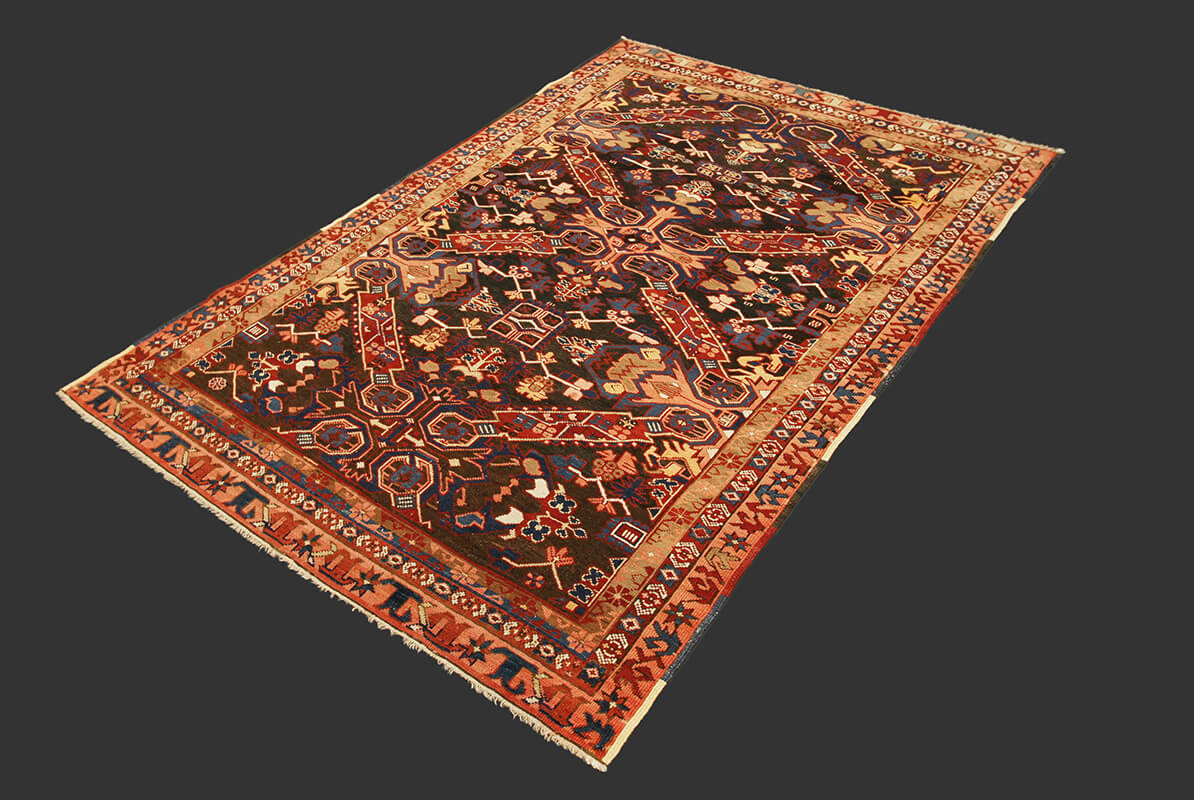Stylized Motif Caucasian Seychour (Zeikhur) Dark field Rug n°:46589236
