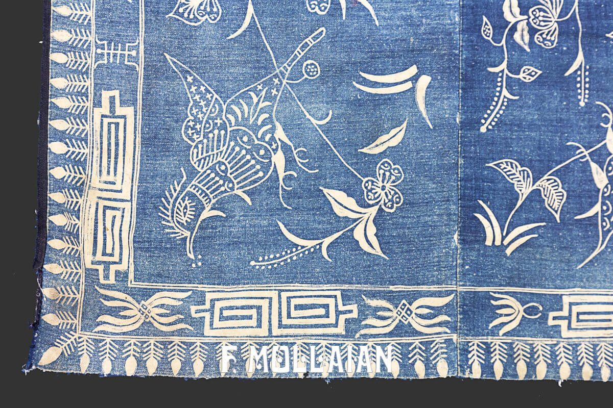 Blue Indonesian Cotton textile with Decò Design (153x85 cm)