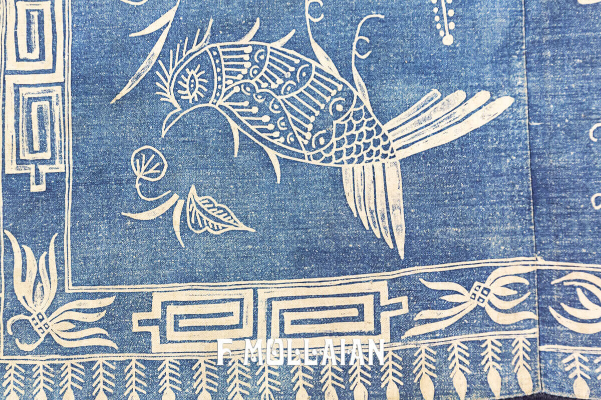 Blue Indonesian Cotton textile with Decò Design (153x85 cm)