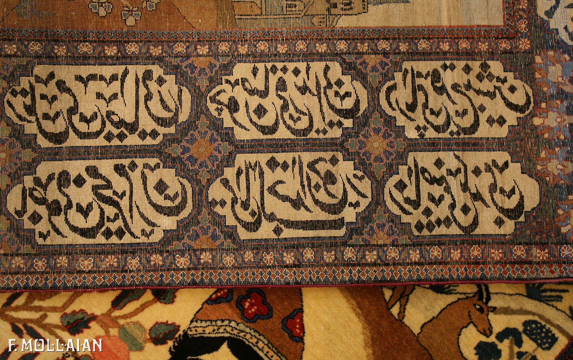 Tapis Persan Antique Kashan Mohtasham n°:55510929