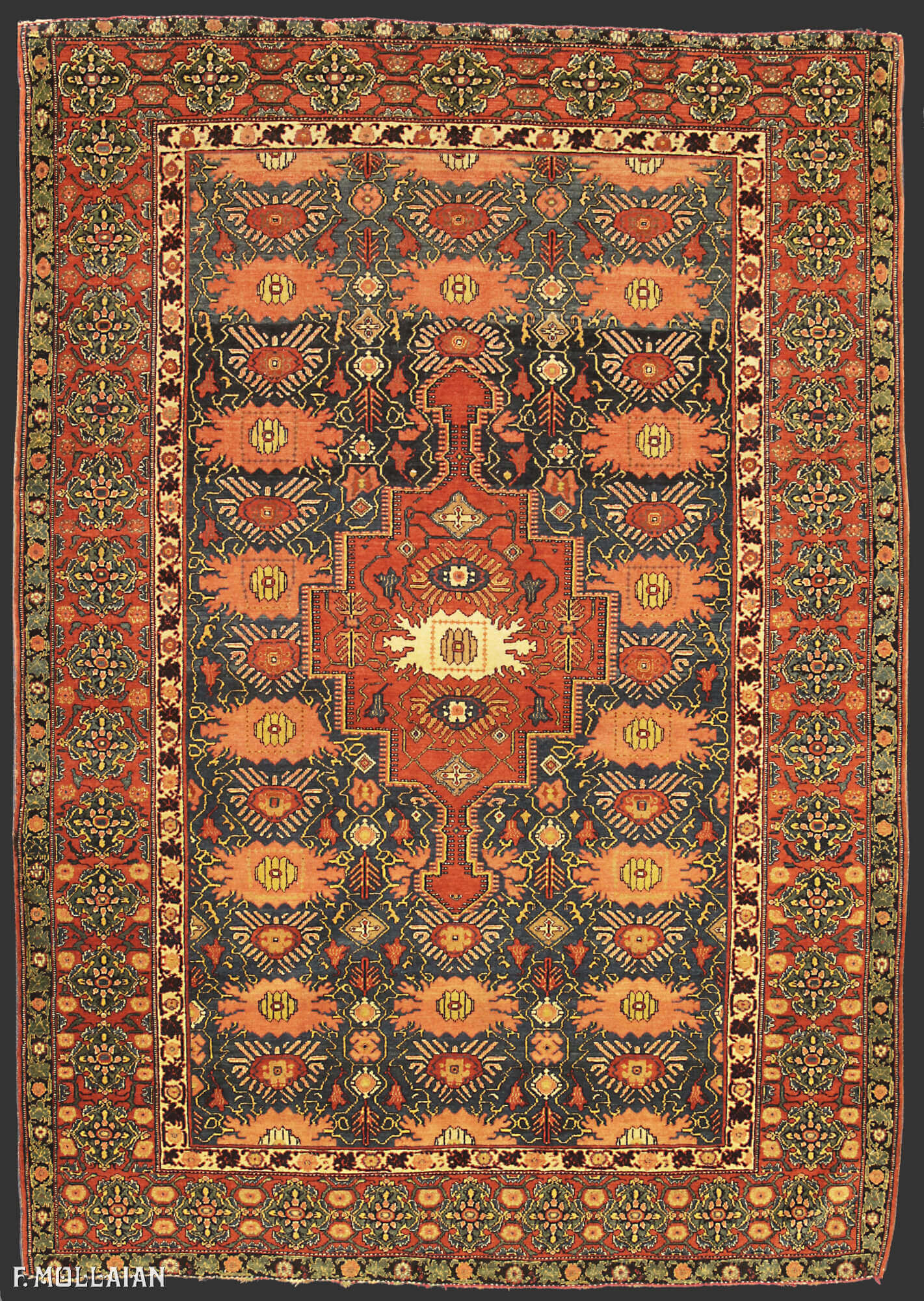 Tapis Persan Antique Senneh Chaîne de Soie n°:58274124