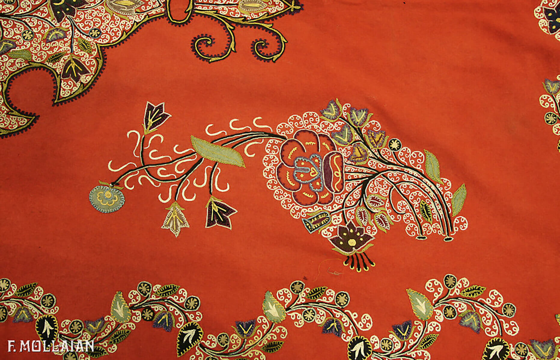 Textil Persa Semi-Antiguo Rashti-Duzi n°:71043241