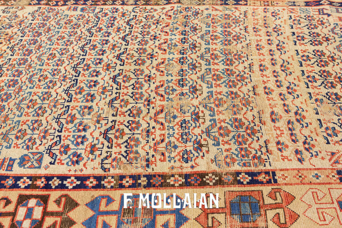 Antique Caucasian Kalleh-Size Shahsavan All-over Carpet (340x150 cm)