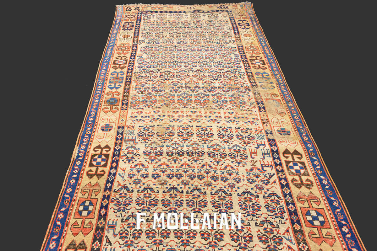 Antique Caucasian Kalleh-Size Shahsavan All-over Carpet (340x150 cm)