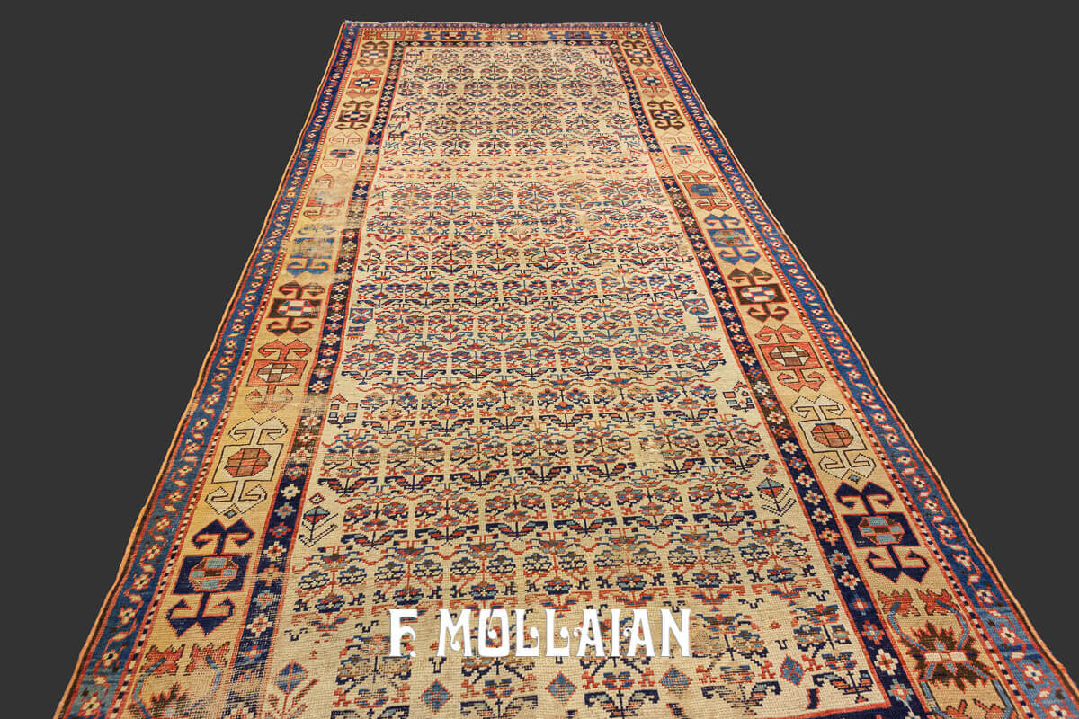 Antique Caucasian Kalleh-Size Shahsavan All-over Carpet (340x150 cm)